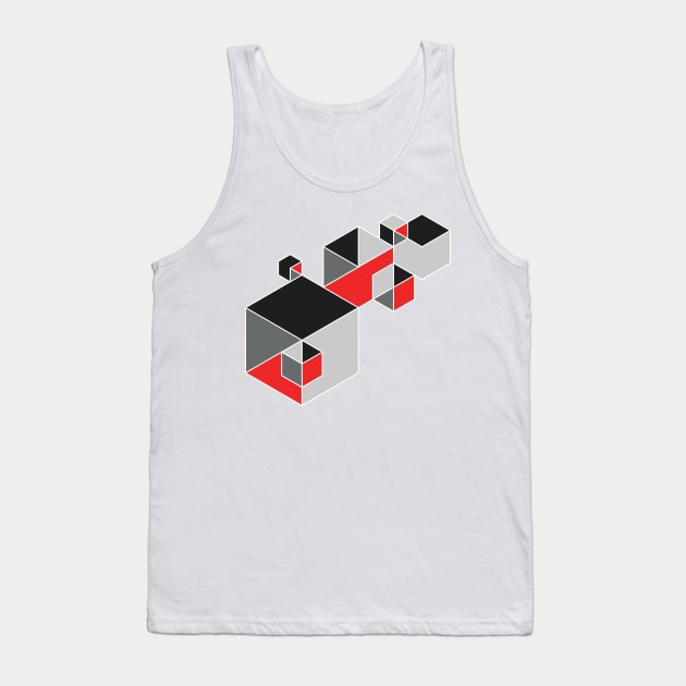 Red/Black/Grey Tangentoid Tank Top by Kudden